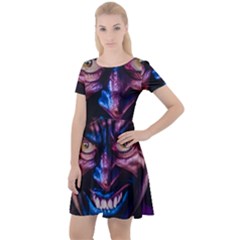 Shadow Madness (ai) Cap Sleeve Velour Dress  by dflcprintsclothing