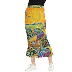 Grateful Dead Golden Road Maxi Fishtail Chiffon Skirt by Bedest