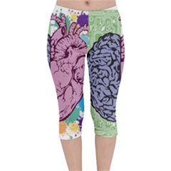 Brain Heart Balance Emotion Velvet Capri Leggings  by Maspions