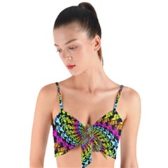 3d Grateful Dead 90 s Neon Dancing Bears Woven Tie Front Bralet by Perong