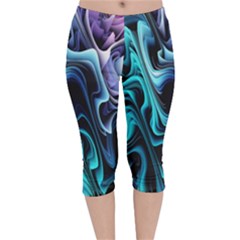 Nature Water Wave Architecture Velvet Capri Leggings  by Salmanaz77