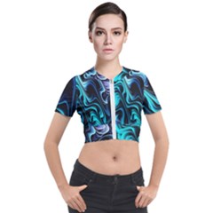 Nature Water Wave Architecture Short Sleeve Cropped Jacket by Salmanaz77