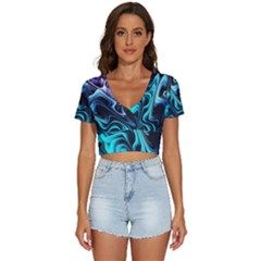 Nature Water Wave Architecture V-neck Crop Top by Salmanaz77