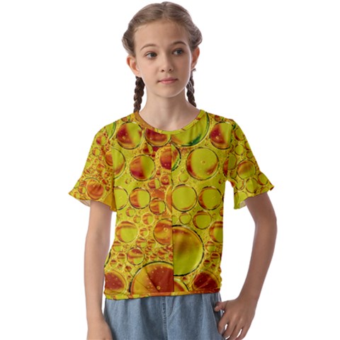 Oil Drop Water Oil Abstract Oily Kids  Cuff Sleeve Scrunch Bottom T-shirt by Salmanaz77