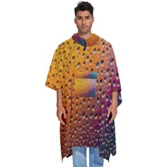 Rain Water Raindrops Droplets Men s Hooded Rain Ponchos by Salmanaz77