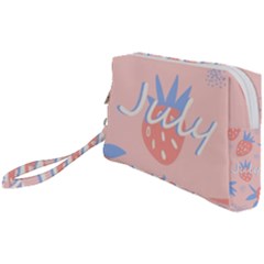 July Summer Strawberry Pink Berry Wristlet Pouch Bag (small) by Grandong