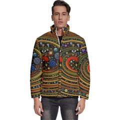 Swirl Vortex Emoji Cyclone Motion Art Men s Puffer Bubble Jacket Coat by Paksenen