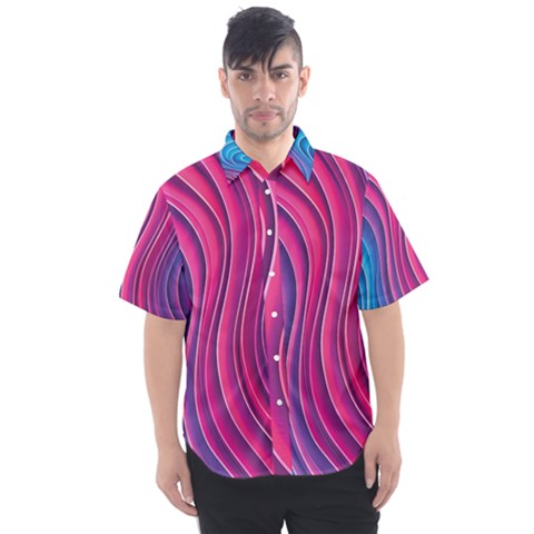 Spiral Swirl Pattern Light Circle Men s Short Sleeve Shirt by Ndabl3x