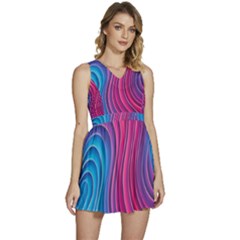 Spiral Swirl Pattern Light Circle Sleeveless High Waist Mini Dress by Ndabl3x