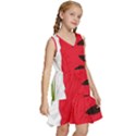 Watermelon Black Green Melon Red Kids  Sleeveless Tiered Mini Dress View3