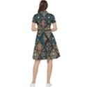 Flower Texture Background Colorful Pattern Short Sleeve Waist Detail Dress View2