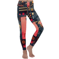 Tech Technology Pattern Kids  Lightweight Velour Classic Yoga Leggings by Salmanaz77