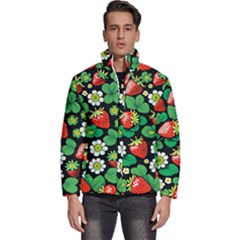 Strawberries Pattern Men s Puffer Bubble Jacket Coat by Salmanaz77