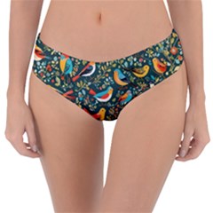 Birds Pattern Flowers Whimsical Reversible Classic Bikini Bottoms by Salmanaz77