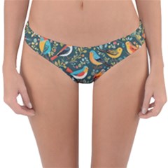 Birds Pattern Flowers Whimsical Reversible Hipster Bikini Bottoms by Salmanaz77