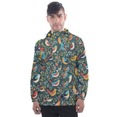 Birds Pattern Flowers Whimsical Men s Front Pocket Pullover Windbreaker by Salmanaz77