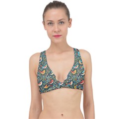 Birds Pattern Flowers Whimsical Classic Banded Bikini Top by Salmanaz77