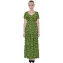 Kiwi Fruit Pattern Green Background High Waist Short Sleeve Maxi Dress View1