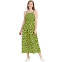 Kiwi Fruit Pattern Green Background Boho Sleeveless Summer Dress View1