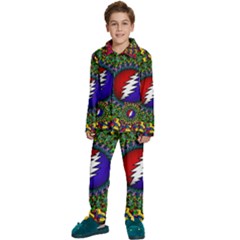 Grateful Dead Bear Pattern Kids  Long Sleeve Velvet Pajamas Set by Maspions