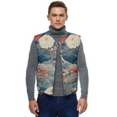 Seamless Pattern Chinoiserie Flowers Men s Button Up Puffer Vest	 by Paksenen