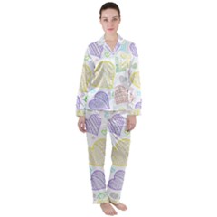 Colorful Hearts Women s Long Sleeve Satin Pajamas Set	 by XEENIQUE