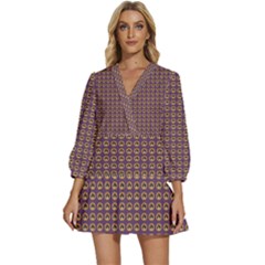 Olimedpurp V-neck Placket Mini Dress by snowwhitegirl