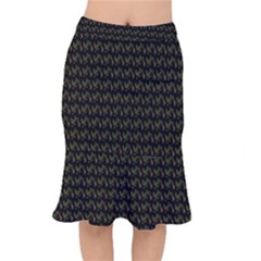 Fern Pattern 2 Black Short Mermaid Skirt by snowwhitegirl