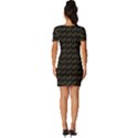 Fern Pattern 2 Black Fitted Knot Split End Bodycon Dress View4