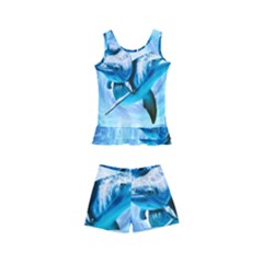 Dolphin Blue Sea Fantasy Kids  Boyleg Swimsuit by Maspions