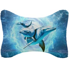 Dolphin Blue Sea Fantasy Seat Head Rest Cushion by Maspions