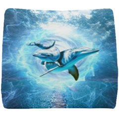 Dolphin Blue Sea Fantasy Seat Cushion by Maspions