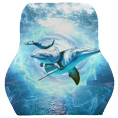 Dolphin Blue Sea Fantasy Car Seat Back Cushion  by Maspions