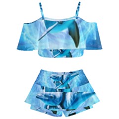 Dolphin Blue Sea Fantasy Kids  Off Shoulder Skirt Bikini by Maspions