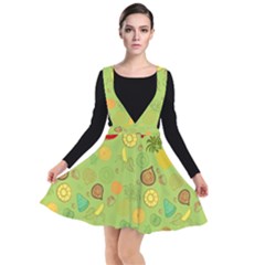 Art Fruits Pattern Plunge Pinafore Dress by Maspions