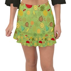 Art Fruits Pattern Fishtail Mini Chiffon Skirt by Maspions