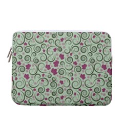 Swirls Foliage Leaves Green 13  Vertical Laptop Sleeve Case With Pocket by Maspions