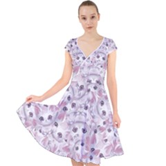 Sweet Kawaii Kitty Pattern (ai) Bk Cap Sleeve Front Wrap Midi Dress by dflcprintsclothing