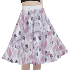 Sweet Kawaii Kitty Pattern (ai) Bk A-line Full Circle Midi Skirt With Pocket by dflcprintsclothing