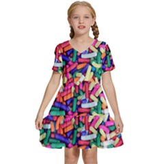 Colorful Candy Texture, Close-up Kids  Short Sleeve Tiered Mini Dress by kyorashop23