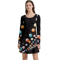 Ballons Night Party Long Sleeve Velour Skater Dress by kyorashop23