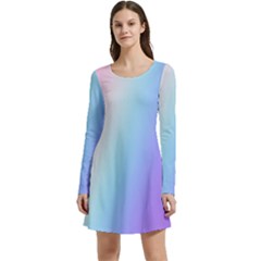 Pastel Rainbow, Color Long Sleeve Velour Skater Dress by kyorashop23