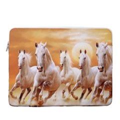 Seven Horses, Sun 15  Vertical Laptop Sleeve Case With Pocket