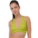 Fern Pattern 2 Yellow Halter Plunge Bikini Top View1