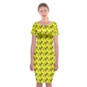 Fern Pattern 2 Yellow Classic Short Sleeve Midi Dress View1