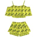 Fern Pattern 2 Yellow Kids  Off Shoulder Skirt Bikini View2