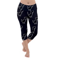 Cute Black, Dinosaur Lightweight Velour Capri Yoga Leggings by kyorashop23