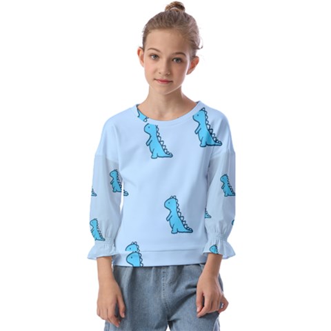 Dinosaur , Cute, Pastel, Kids  Cuff Sleeve Top by kyorashop23