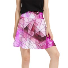 Pink Abstract Lineart Waistband Skirt by Maspions