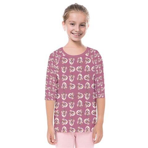 Whimsy Chickens Pattern Kids  Quarter Sleeve Raglan T-shirt by dflcprintsclothing